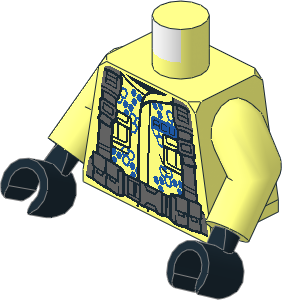 Minifig Torso with Arms and Hands with Dark Bluish Grey Straps, Belt, Pouches and "ACU" Pattern