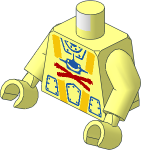 Minifig Torso with Arms and Hands with Aquashark Blue Shark with Red "X" Pattern