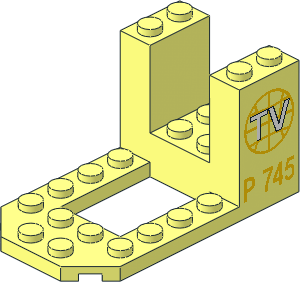 Bracket  4 x  7 x  3 with TV Logo and "P 745" Pattern on Both Sides