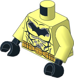 Minifig Torso with Arms and Hands with Muscles, Light Bluish Grey Shadow and Gold Belt Pattern