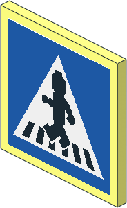 Roadsign Clip-on  2 x  2 Square with Sticker Crosswalk