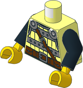 Minifig Torso with Arms and Hands with Viking Armour, Silver Chestplate, Reddish Brown Belt and Shoulder Strap Pattern