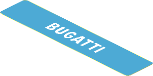 Sticker  0.8 x  3.9 with White "Bugatti" on Dark Azure Background