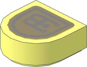 Tile  1 x  1 with Rounded End with Silver Bugatti "EB" Logo Sticker