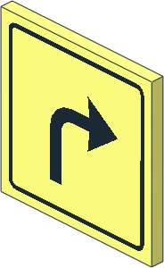 Roadsign Clip-on  2 x  2 Square with Black Turn Arrow Pattern