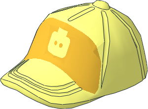 Minifig Baseball Cap with Button on Top with Minifig Head on Metallic Gold Background Pattern
