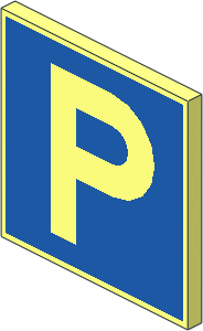 Roadsign Clip-on  2 x  2 Square with "P" on Blue Pattern