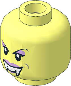 Minifig Head with Fangs, Arched Eyebrows and Mouth Closed / Mouth Open 2-Sided Pattern