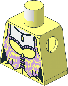 Minifig Torso with Female Corset with Lavender Trim and Pendant Pattern