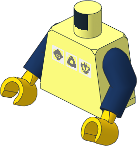 Minifig Torso with Arms and Hands with Three White and Silver Squares Pattern