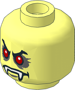Minifig Head with Fangs, Red Eyes, Angry Eyebrows and Mouth Closed / Mouth Open 2-Sided Pattern