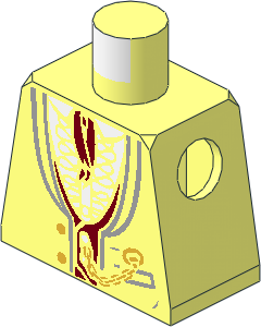 Minifig Torso with Jacket Formal, Dark Red Vest and Cravat Pattern