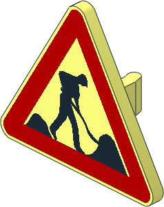 ~Roadsign Clip-on  2.2 x  2.667 Triangular with Road Works Pattern (Obsolete)