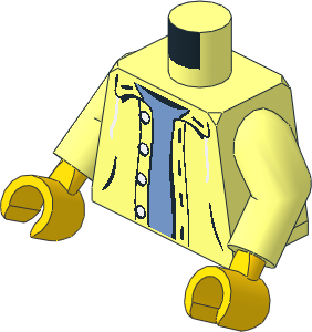 Minifig Torso with Arms and Hands with Open Jacket Hoodie with 4 Buttons over Medium Blue Sweater Pattern