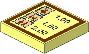 Tile  2 x  2 with Stamps and Price List Sticker