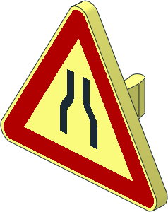 ~Roadsign Clip-on  2.2 x  2.667 Triangular with Narrow Road Pattern (Obsolete)