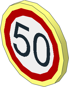 Roadsign Clip-on  2 x  2 Round with Speed Limit "50" Sticker