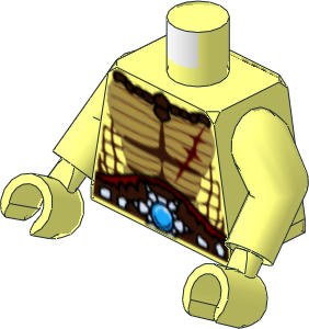 Minifig Torso with Arms and Hands with Crocodile Skin with Dark Red Scar and Blue Round Jewel (Chi) Belt Pattern