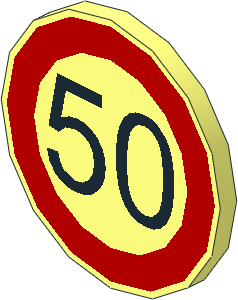 Roadsign Clip-on  2 x  2 Round with Speed Limit "50" Pattern