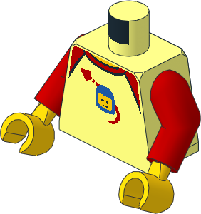 Minifig Torso with Arms and Hands with Shirt with Red Collar and Spaceship Orbiting Classic Space Helmet Pattern