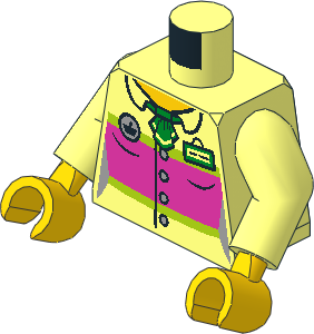 Minifig Torso with Arms and Hands with Female Blouse with Buttons, Dark Pink Panel and Name Badge Pattern