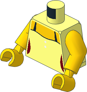 Minifig Torso with Arms and Hands with Female Top with  2 White Buttons and Black Straps Pattern