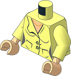 Minifig Torso with Arms and Hands with Female Jacket with 2 Pockets, Buttons, Gold Necklace Pattern