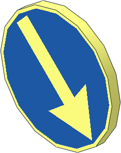 Roadsign Clip-on  2 x  2 Round with Arrow on Blue Pattern