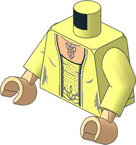 Minifig Torso with Arms and Hands with Female Robe, Center Panel with Silver Spots and Evenstar Pendant Necklace Pattern