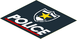 Sticker  3.5 x  3.9 with Police Red Line and Yellow Star Badge