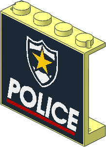 Panel  1 x  4 x  3 with Police Red Line and Yellow Star Badge Sticker