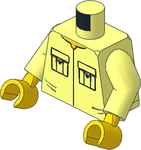 Minifig Torso with Arms and Hands with Yellow Neck and Patch Pockets Pattern