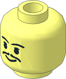 Minifig Head with SW Moustache, Eyebrows and Small Eyelashes Pattern