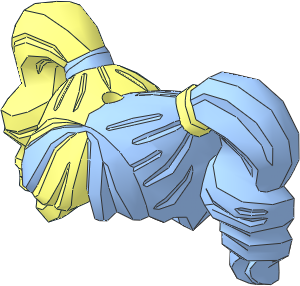 Minifig Hair Female Pigtails High Bouncy, Hole on Top with Bright Light Blue on Left Pattern