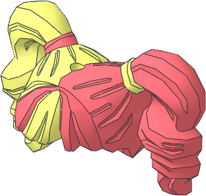 Minifig Hair Female Pigtails High Bouncy, Hole on Top with Coral on Left Pattern