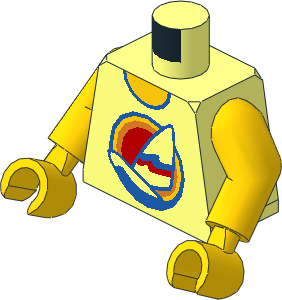 Minifig Torso with Arms and Hands with Windsurfboard Pattern