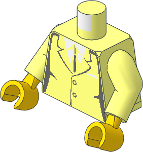 Minifig Torso with Arms and Hands with Dark Bluish Grey Suit Lines and Tie Pattern