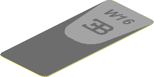 Sticker  0.8 x  1.9 with "W16" and Bugatti Logo (Flat)