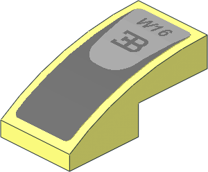 Slope Brick Curved  2 x  1 with "W16" and Bugatti Logo Sticker