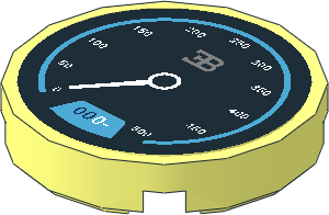 Tile  2 x  2 Round with Round Underside Stud with Bugatti Chiron Speedometer Sticker