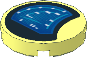 Tile  2 x  2 Round with Round Underside Stud with Bugatti Chiron Instruments Sticker