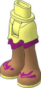 Figure Friends Hips and Legs with Asymmetric Layered Skirt Short with Magenta Ruffle, Medium Nougat Legs and Magenta Flame Sandals Pattern