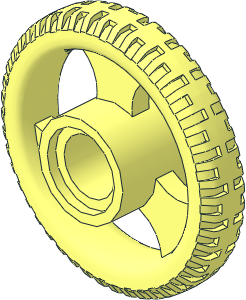 Wheel  4 x 21 with Three Spokes and Integral Rubber Tyre