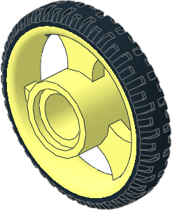 Wheel  4 x 21 with Three Spokes and Integral Rubber Black Tyre Pattern