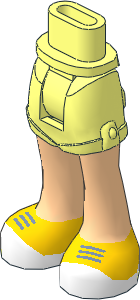 Figure Friends Hips and Legs with Shorts, Light Nougat Legs and Sand Blue Laces on Yellow and White Shoes Pattern
