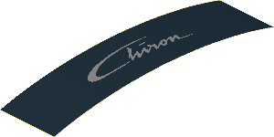 Sticker  2.4 x  9.8 with Silver Chiron Logo on Black Background (Formed)