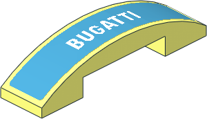 Slope Brick Curved  4 x  1 Double with White "Bugatti" on Dark Azure Background Sticker