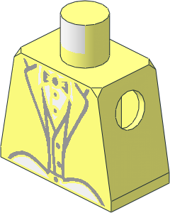 Minifig Torso with Tailcoat and Formal Vest, White Shirt and Grey Bow Tie Pattern