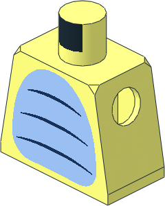 Minifig Torso with Three Dark Blue Curved Lines on Bright Light Blue Stomach Pattern