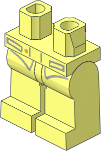 Minifig Hips and Legs with Jacket Tails Outline and Gold Button Pattern